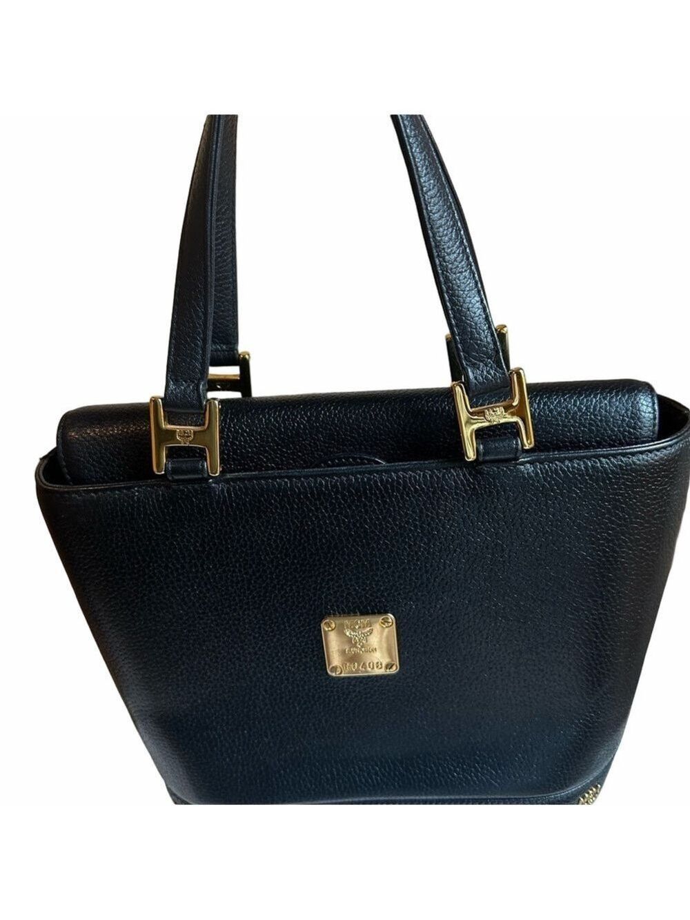 MCM Black Leather Flap Bag with COA